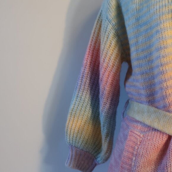 Womens Shag Boutique Multicolor Ombre Belted Cardigan Sweater O/S - Picture 4 of 7